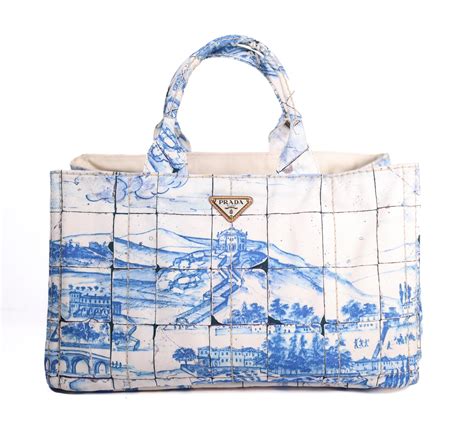 Prada Limited Edition Canapa Azulejos Tote 